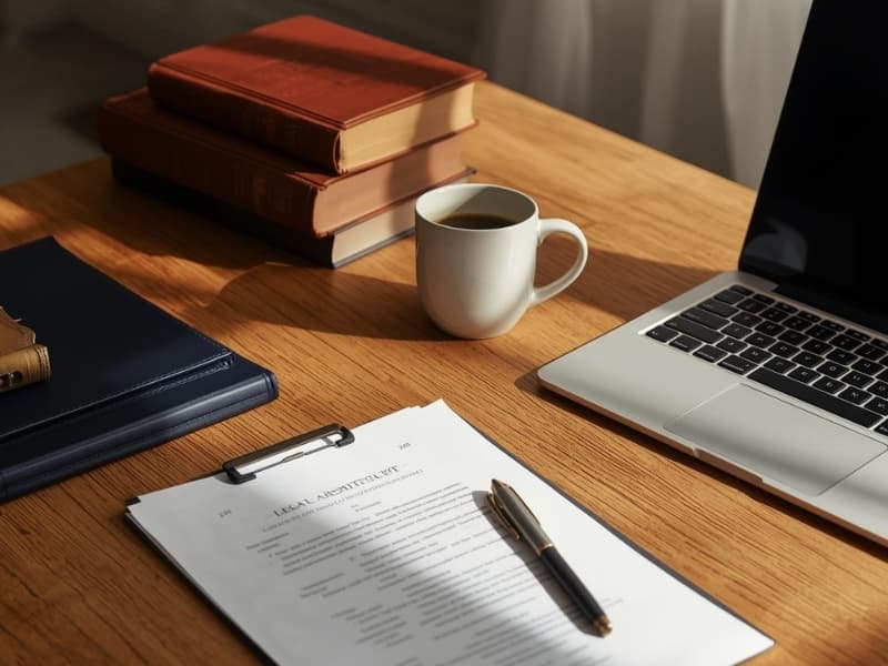 Escritorio del estudio — documentos legales y trabajo profesional